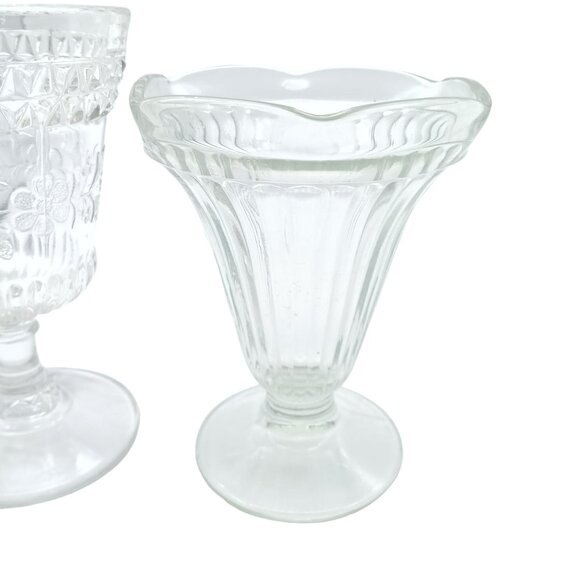 Vintage Clear Glass Ice Cream Sundae & Dessert Cups, Mix and Match Lot of 7 - Picture 7 of 8